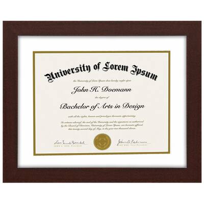 Americanflat 11x14 Diploma Frame with Mat for 8.5x11, Mahogany
