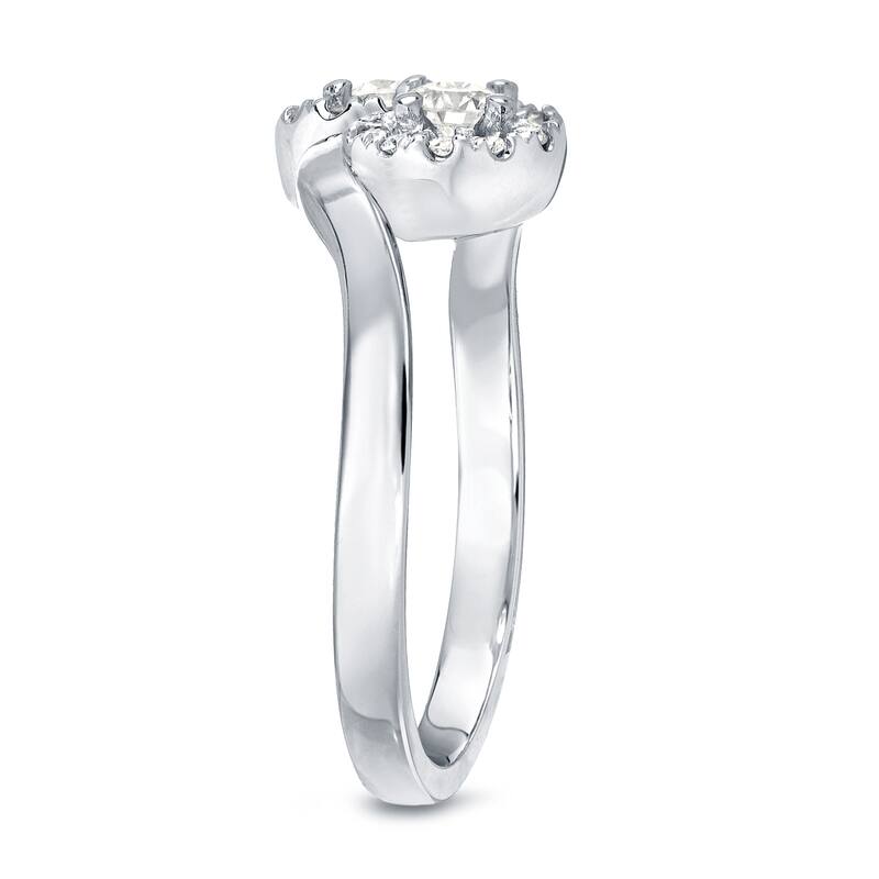 Auriya 14k Gold 1/2ct TDW Round 2-Stone Diamond Halo Engagement Ring
