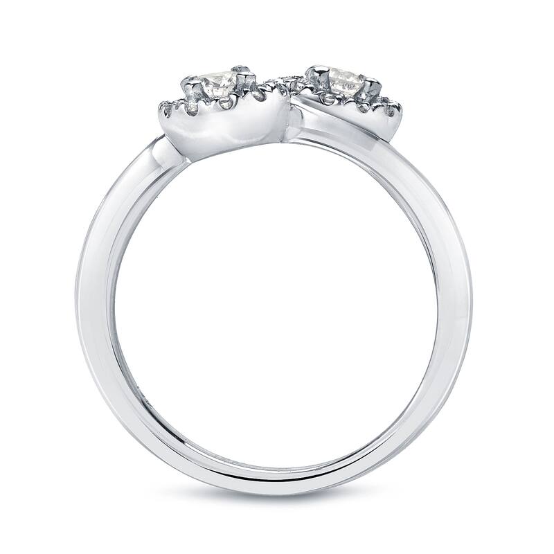 Auriya 14k Gold 1 1/4ct TDW Round 2-Stone Diamond Halo Engagement Ring