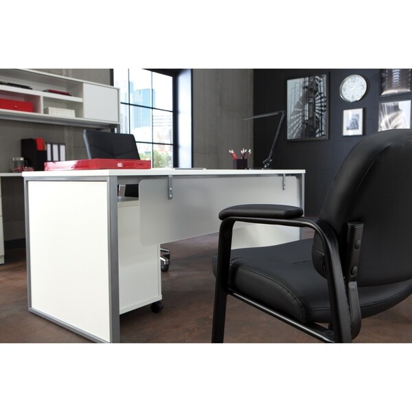 Leather Executive Side Chair with Padded Arms, Black