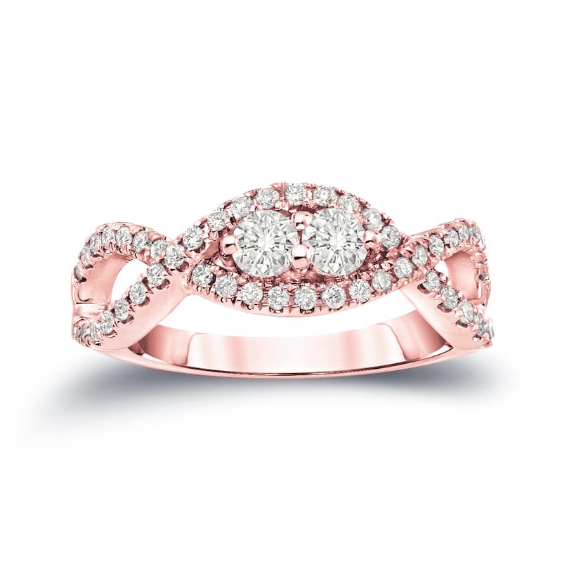 Auriya Infinity 2 Stone 1/2ctw Round Diamond Engagement Ring 14k Gold (J-K, I1-I2)