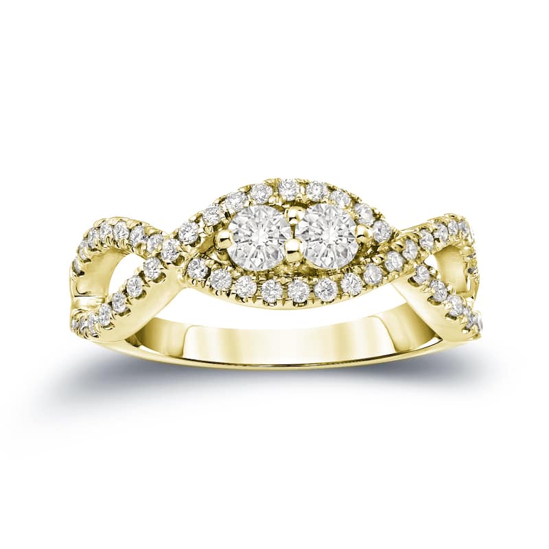Auriya Infinity 2 Stone 1/2ctw Round Diamond Engagement Ring 14k Gold (J-K, I1-I2)