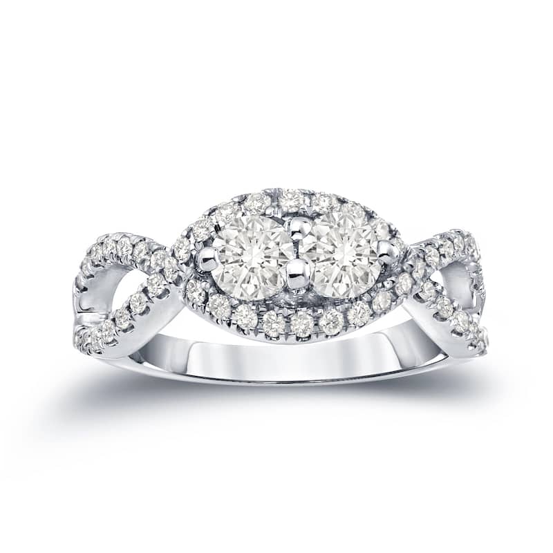 Auriya 14k Gold 1ct TDW Infinity-Inspired Round 2-Stone Diamond Engagement Ring