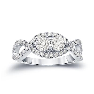 Auriya 14k Gold 1ct TDW Infinity-Inspired Round 2-Stone Diamond Engagement Ring