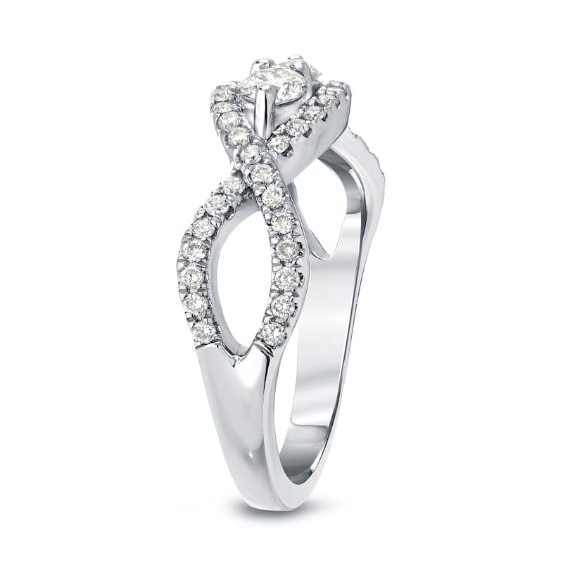 Auriya 14k Gold 1ct TDW Infinity-Inspired Round 2-Stone Diamond Engagement Ring