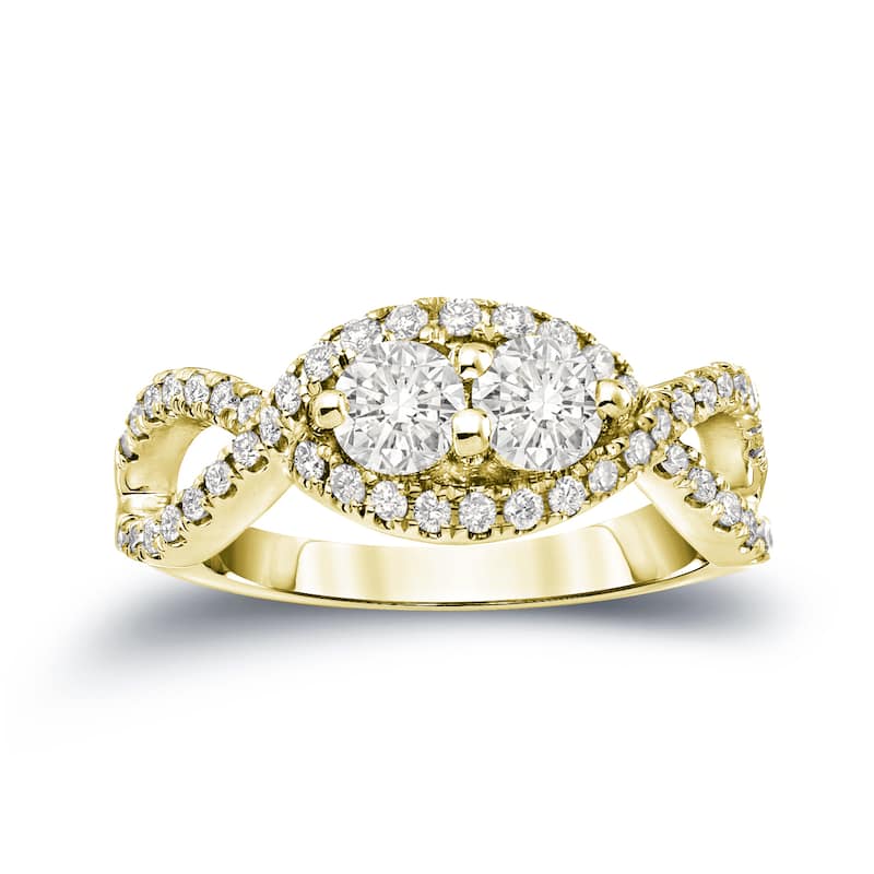 Auriya 14k Gold 1ct TDW Infinity-Inspired Round 2-Stone Diamond Engagement Ring