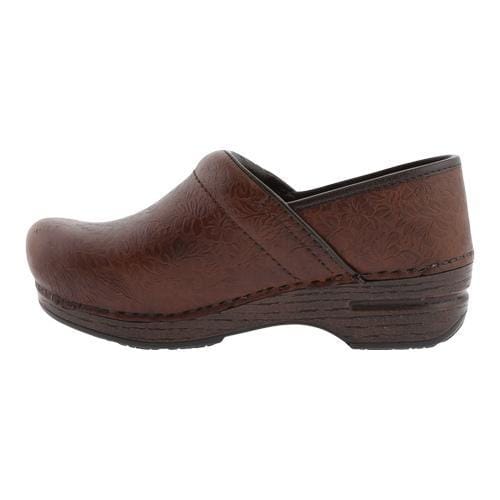 dansko brown tooled clogs