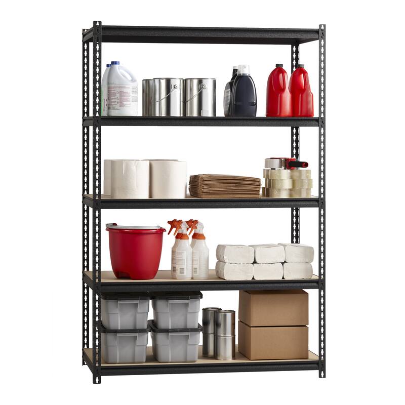 Iron Horse 2300 lb Riveted Shelving, 5-Shelf, 72"Hx48"Wx24"D, Black