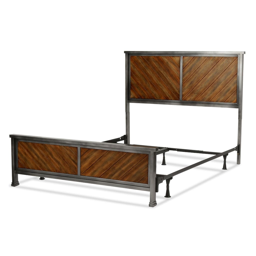 Leggett & Platt Braden Complete Bed with Metal Panels and Reclaimed Wood Design