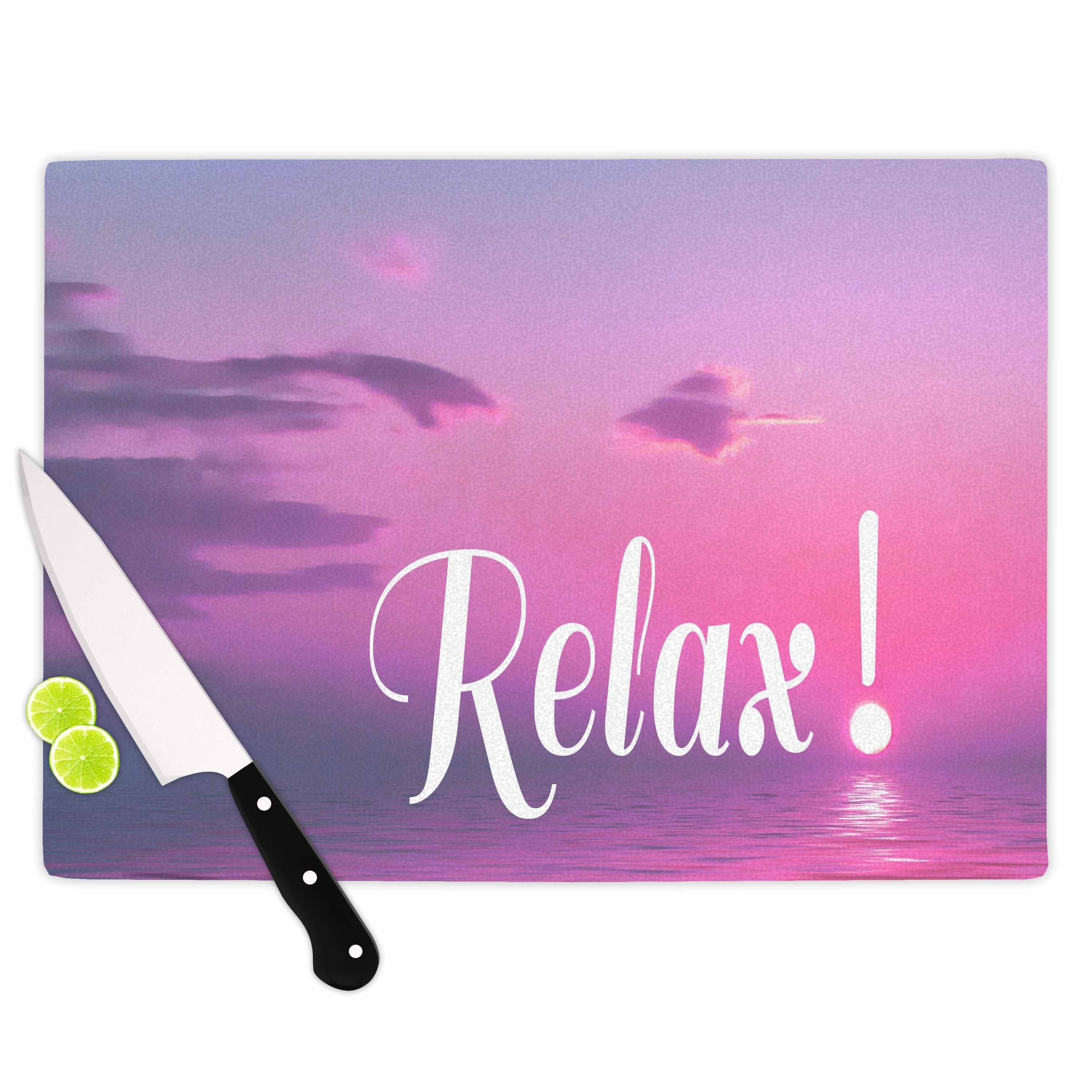 Multicolor 11.5 x 15.75 KESS InHouse Alison CoxonRelax Pink Typography Cutting Board