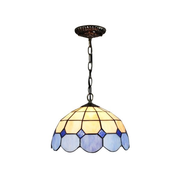 blue stained glass pendant light