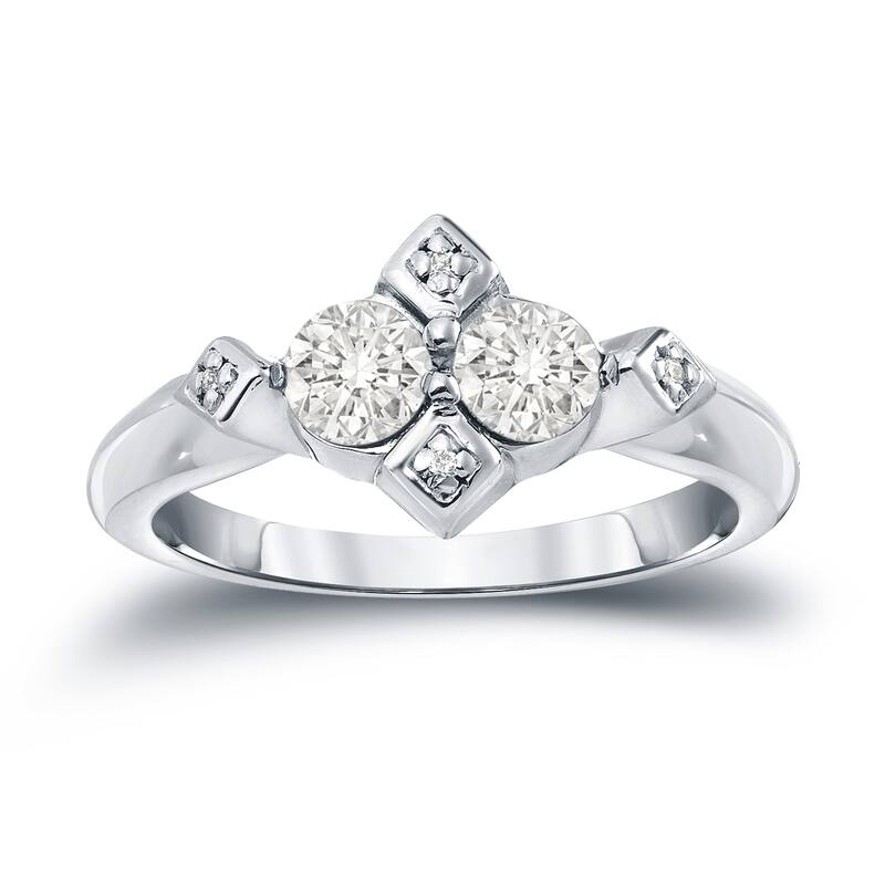 Auriya 14k Gold 3/4ct TDW Round 2-Stone Diamond Engagement Ring