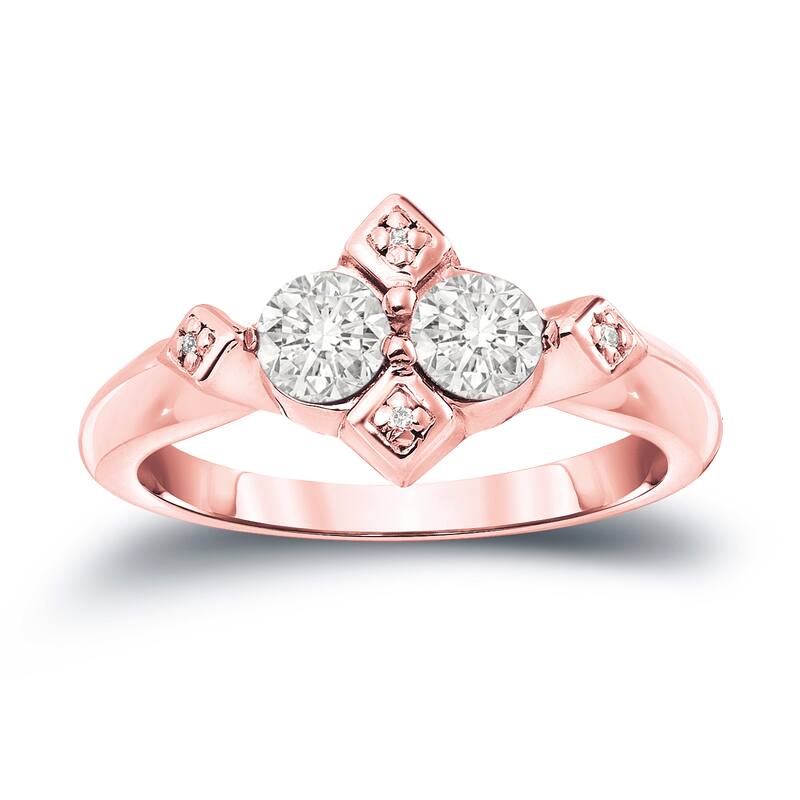 Auriya 14k Gold 3/4ct TDW Round 2-Stone Diamond Engagement Ring