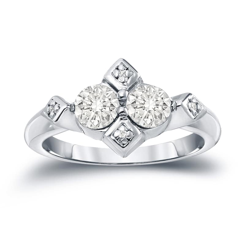 Auriya 14k Gold 1ct TDW Round 2-Stone Diamond Engagement Ring (J-K, I1-I2)