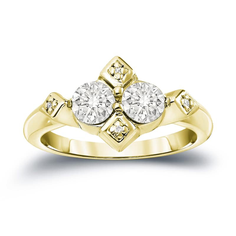 Auriya 14k Gold 1ct TDW Round 2-Stone Diamond Engagement Ring (J-K, I1-I2)