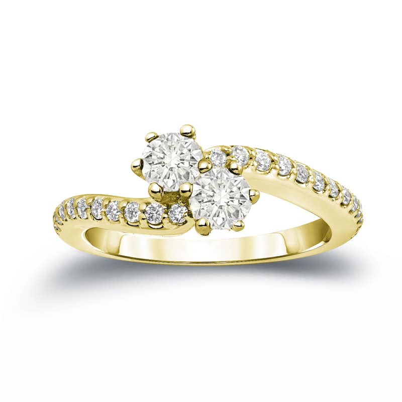 Auriya 14k Gold 3/4ct TDW Round 2-Stone Diamond Engagement Ring