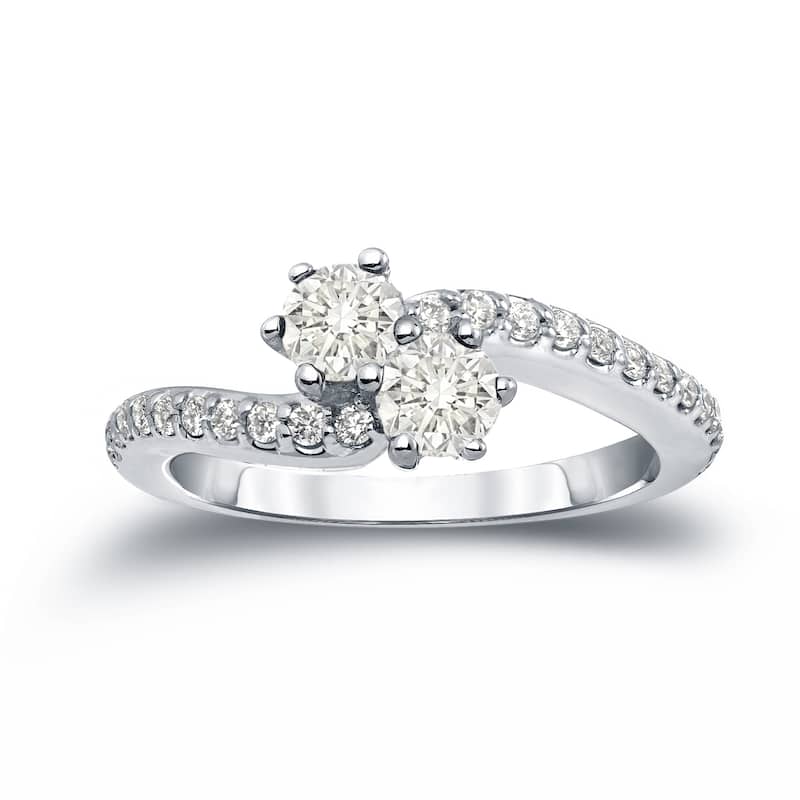 Auriya 14k Gold 3/4ct TDW Round 2-Stone Diamond Engagement Ring