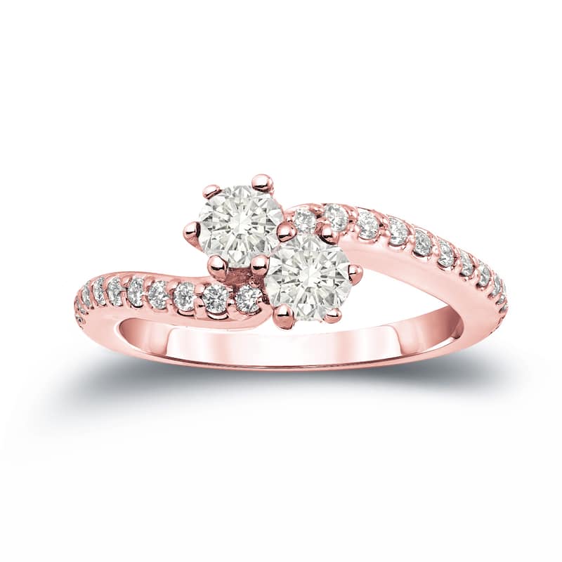 Auriya 14k Gold 3/4ct TDW Round 2-Stone Diamond Engagement Ring