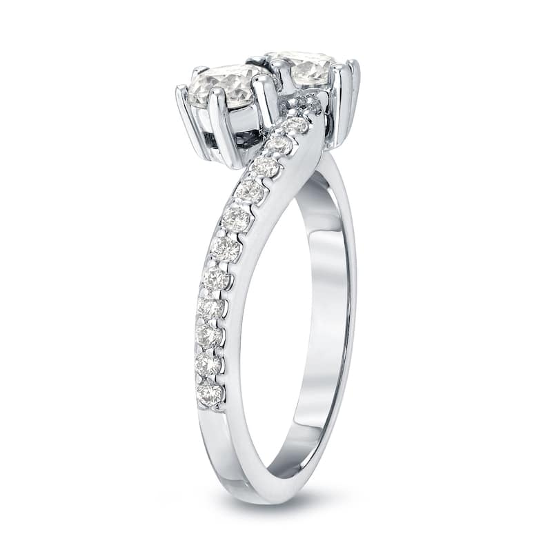 Auriya 14k Gold 3/4ct TDW Round 2-Stone Diamond Engagement Ring