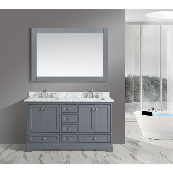 Urban Furnishing Jocelyn White Italian Carrara Marble 60 Inch Urban Furnishing Jocelyn White Italian Carrara Marble 60 Inch Bathroom Sink Vanity Set