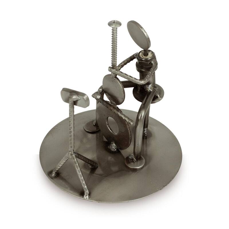 Handmade Auto Part 'Rustic Cellist' Metal Sculpture (Mexico)