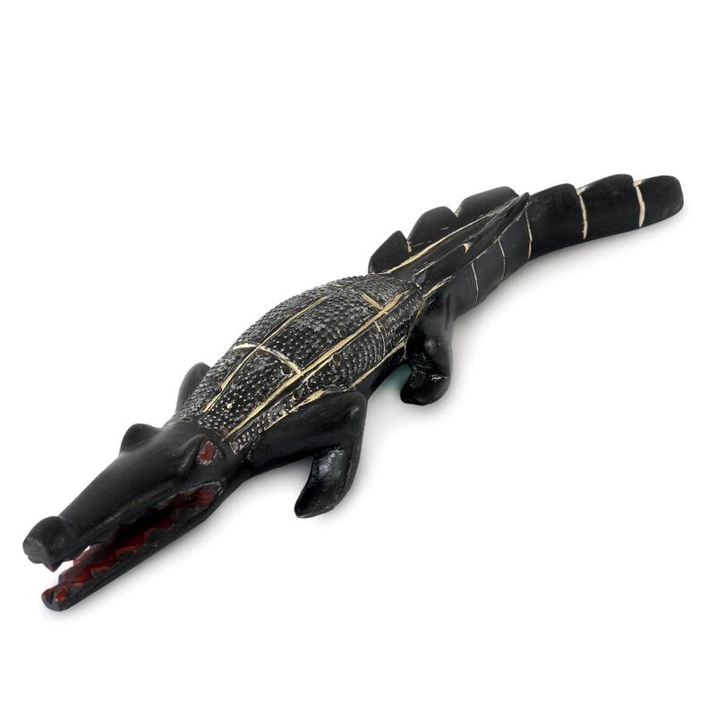 Handcrafted Sese Wood 'Benin Crocodile I' Sculpture (Ghana)