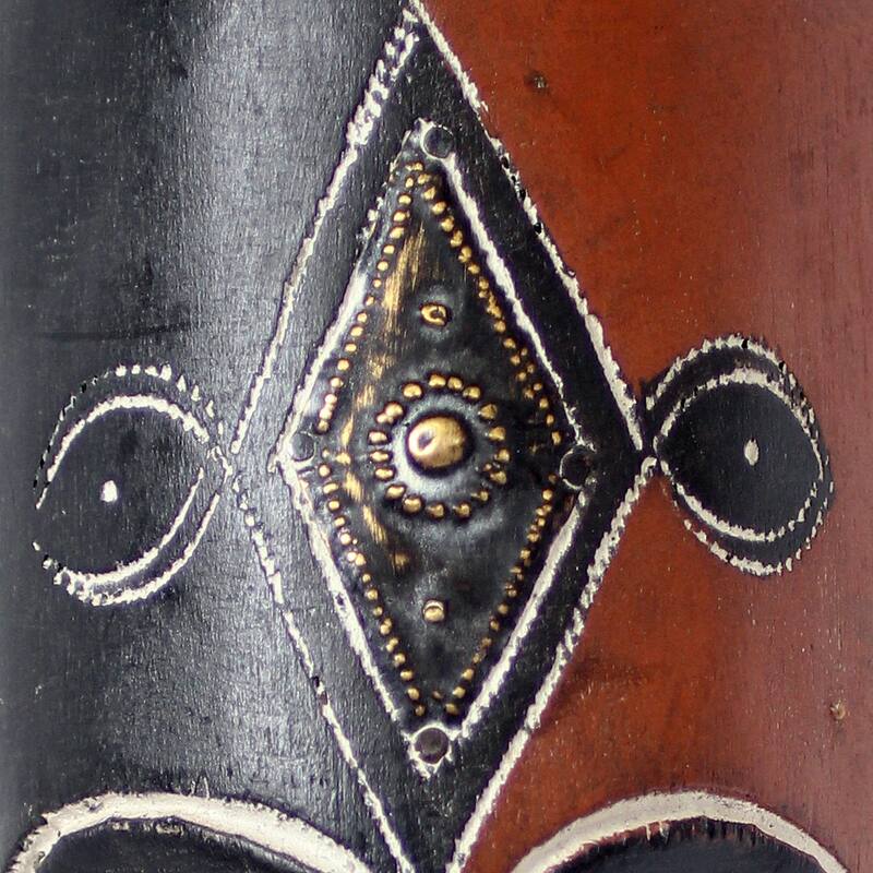 Handmade Rubberwood 'Maigaya' Mask (Ghana) - Multi-color