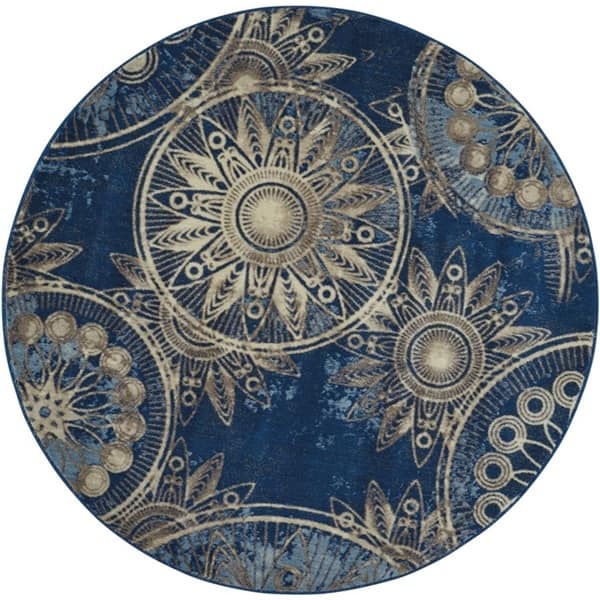Nourison Somerset Area Rug - 5'6" Round - Blue - Runner/Round