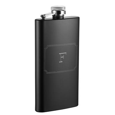 Visol Trim Personalized Black Matte 5 oz Flask - Letter F