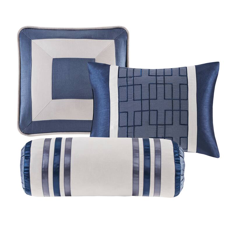 Madison Park Abigail Navy Solid Pieced 7 Piece Comforter Set