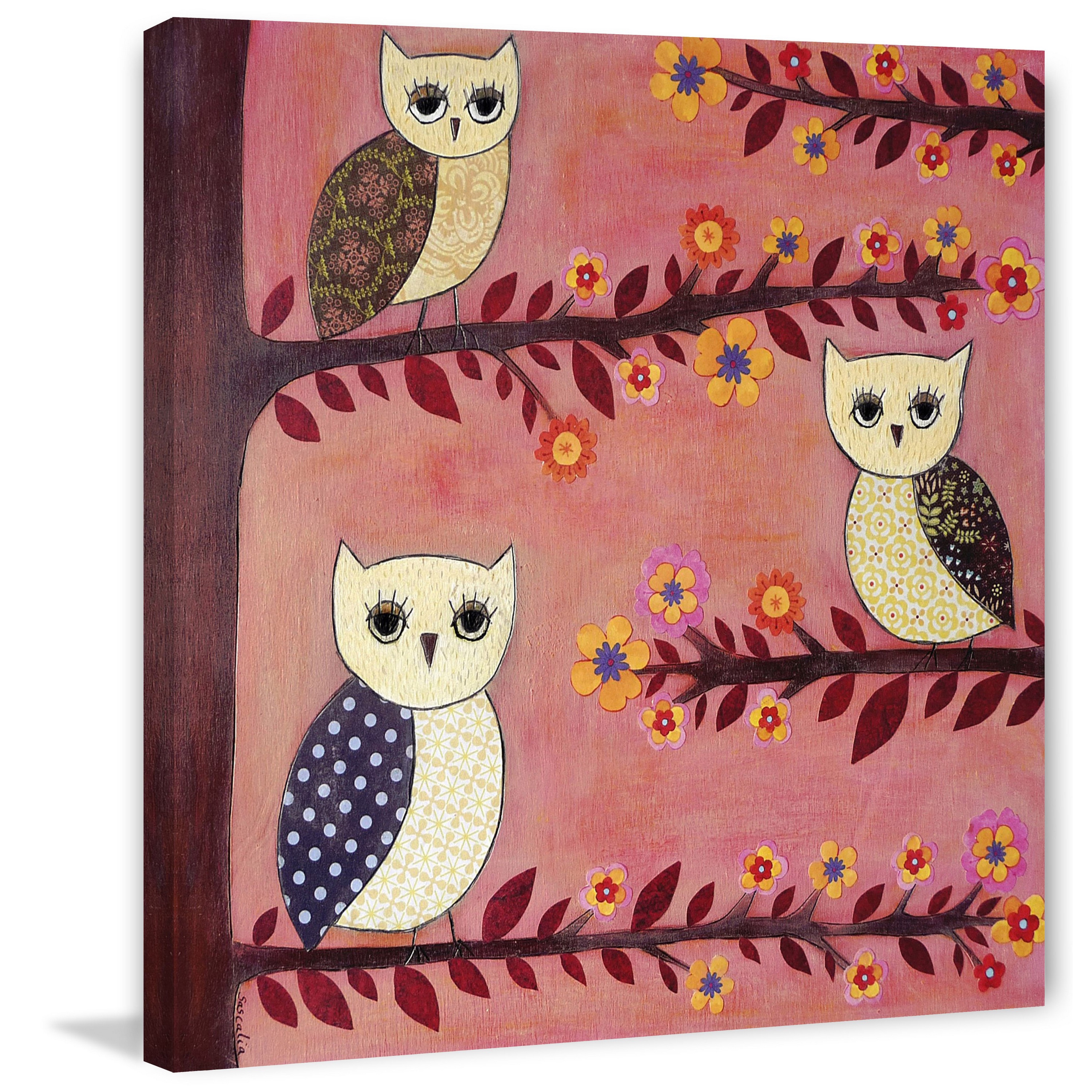 Marmont Hill - Handmade 3 Wise Owls Print on Wrapped Canvas
