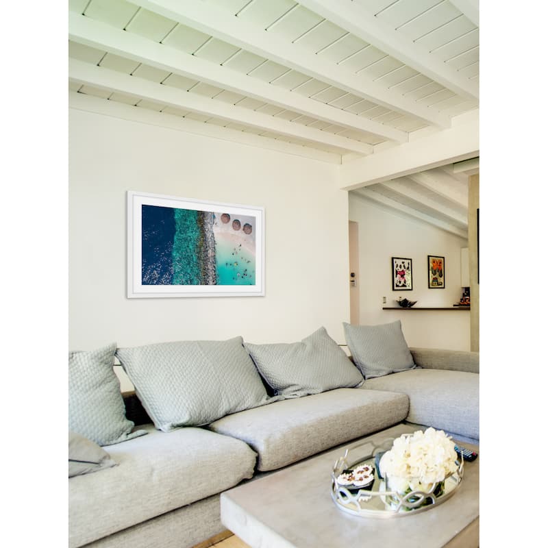 Marmont Hill - 'Three Tiki Huts' by Hassan Ishan Framed Painting Print - Multi-Color
