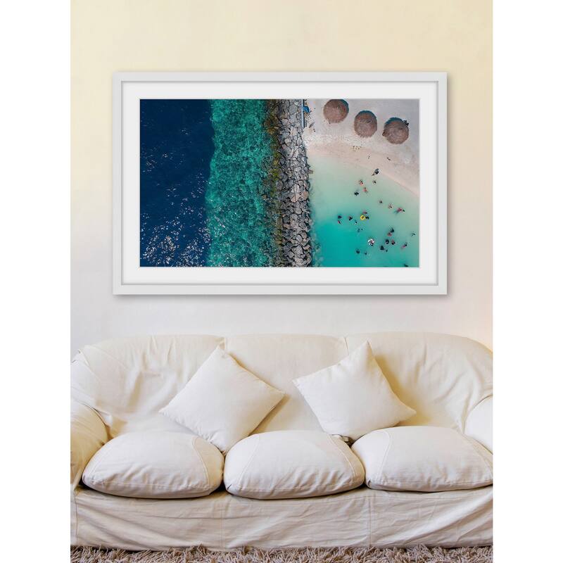 Marmont Hill - 'Three Tiki Huts' by Hassan Ishan Framed Painting Print - Multi-Color