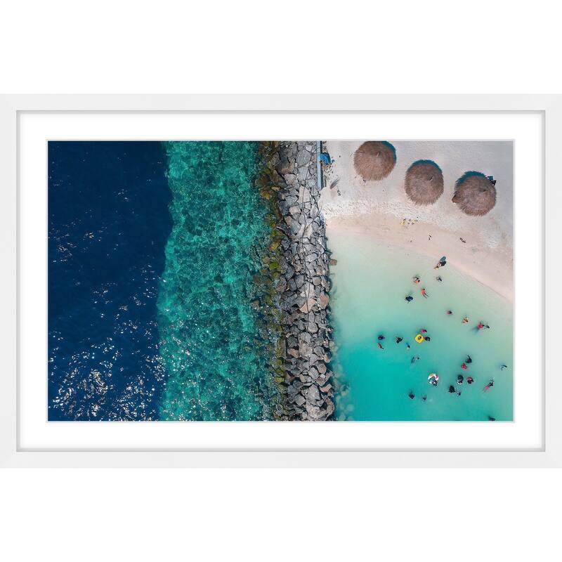 Marmont Hill - 'Three Tiki Huts' by Hassan Ishan Framed Painting Print - Multi-Color