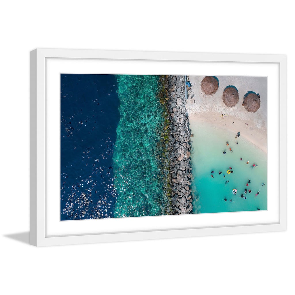 Marmont Hill - 'Three Tiki Huts' by Hassan Ishan Framed Painting Print - Multi-Color