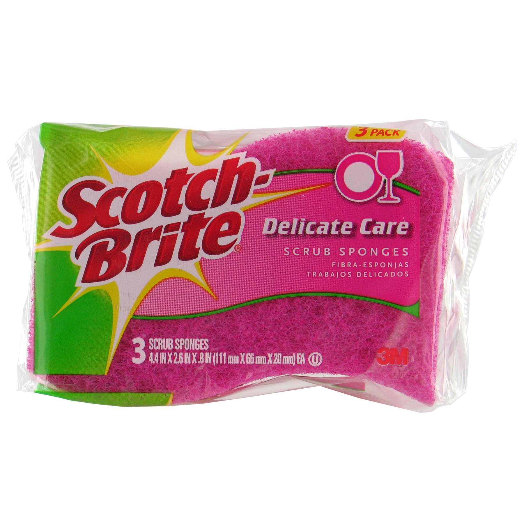 3M DD-3-8 Scotch-Brite Delicate Care Scrub Sponges 3-count