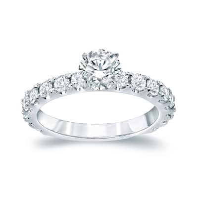 Auriya Classic 1 3/4ctw Round Diamond Engagement Ring Platinum Certified (H-I, SI1-SI2)