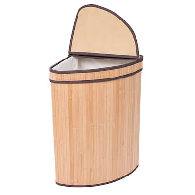 BirdRock Home Corner Laundry Hamper with Lid and Cloth Liner