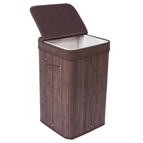 Shop BirdRock Home Espresso Finish Bamboo/Cotton Square Laundry Hamper