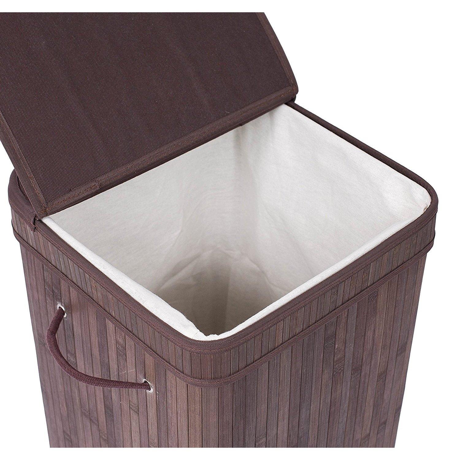 Espresso Bamboo mDesign Bamboo Single Hamper Basket with Removable Liner 