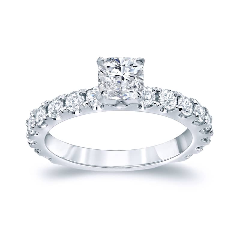 Auriya Platinum 1 1/2ctw Cushion-cut Diamond Engagement Ring