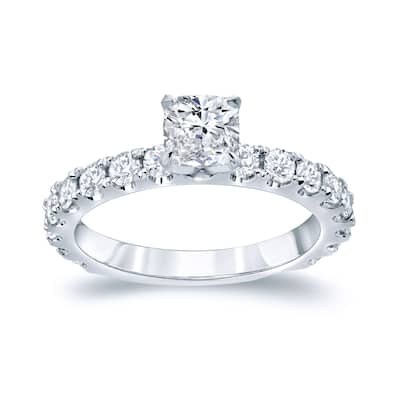 Auriya Platinum 1 1/2ctw Cushion-cut Diamond Engagement Ring