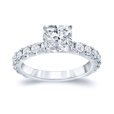 Auriya Platinum 2 1/2ctw Cushion-cut Diamond Engagement Ring Certified (H-I, SI1-SI2)