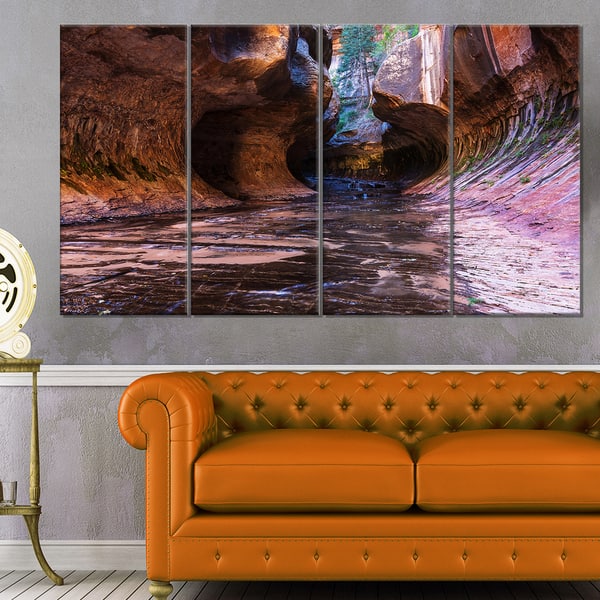 Designart Cave In Zion National Park Utah Landscape Art Print Canvas Brown Overstock 13116566