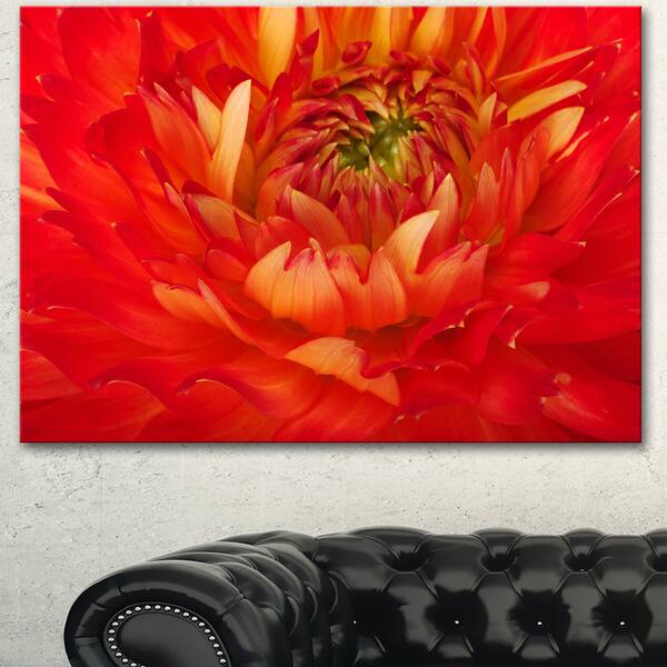 Shop Designart Bright Red Close Up Flower Petals Modern Floral Canvas Wall Art Overstock 13118209