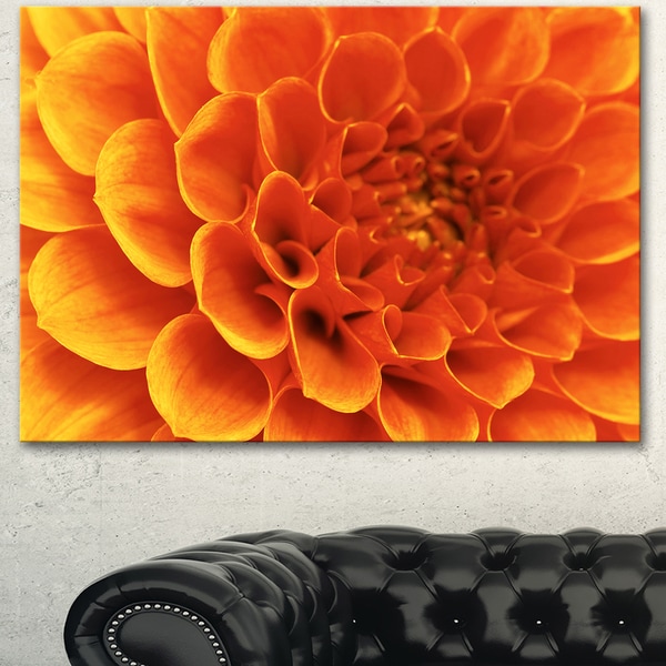 Designart 'Large Orange Flower and Petals' Modern Floral Canvas Wall Art On Sale Overstock