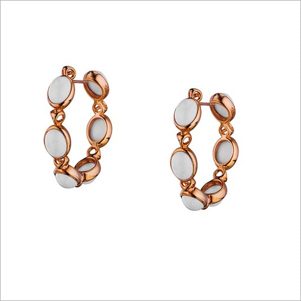 Di Modolo 18k Rose Goldplated Stainless Steel White Agate Hoop Di Modolo 18k Rose Goldplated Stainless Steel White Agate Hoop Earring