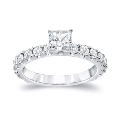 Auriya Platinum 1 1/2ct TDW Princess-Cut Diamond Engagement Ring