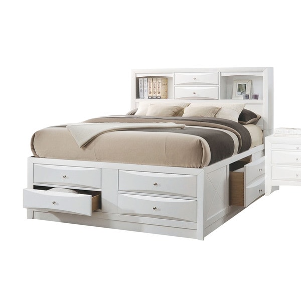 shop acme furniture ireland bed with storage, white - free shipping