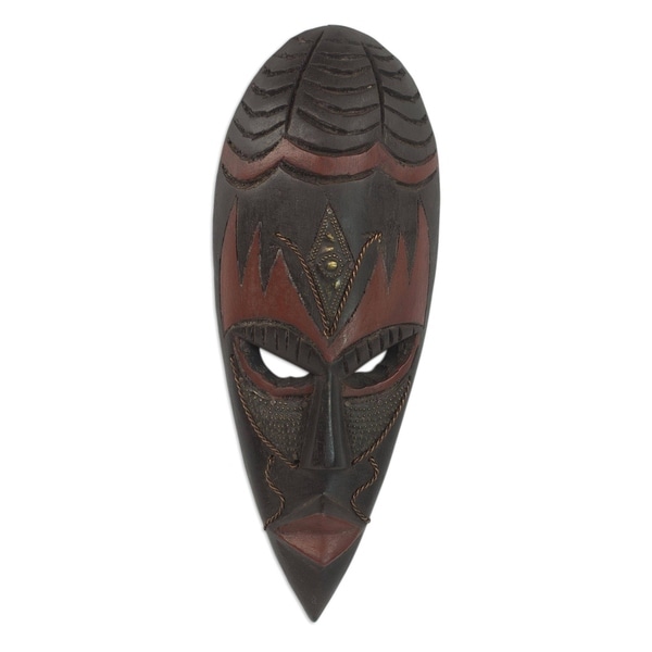 Handmade Rubberwood Brass 'Ethiopian Spider' African Harvest Mask ...